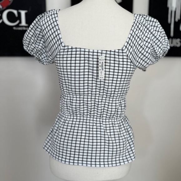 #55 NWT Madewell Tiered Peplum Top in Black/White - Picture 4 of 5
